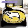 Fotbalový klub Derby County Vzorovaná sada povlečení a přikrývky Domácí dekorace Dárek (1 * povlak na peřinu + 2 * povlak na polštář bez jádra)