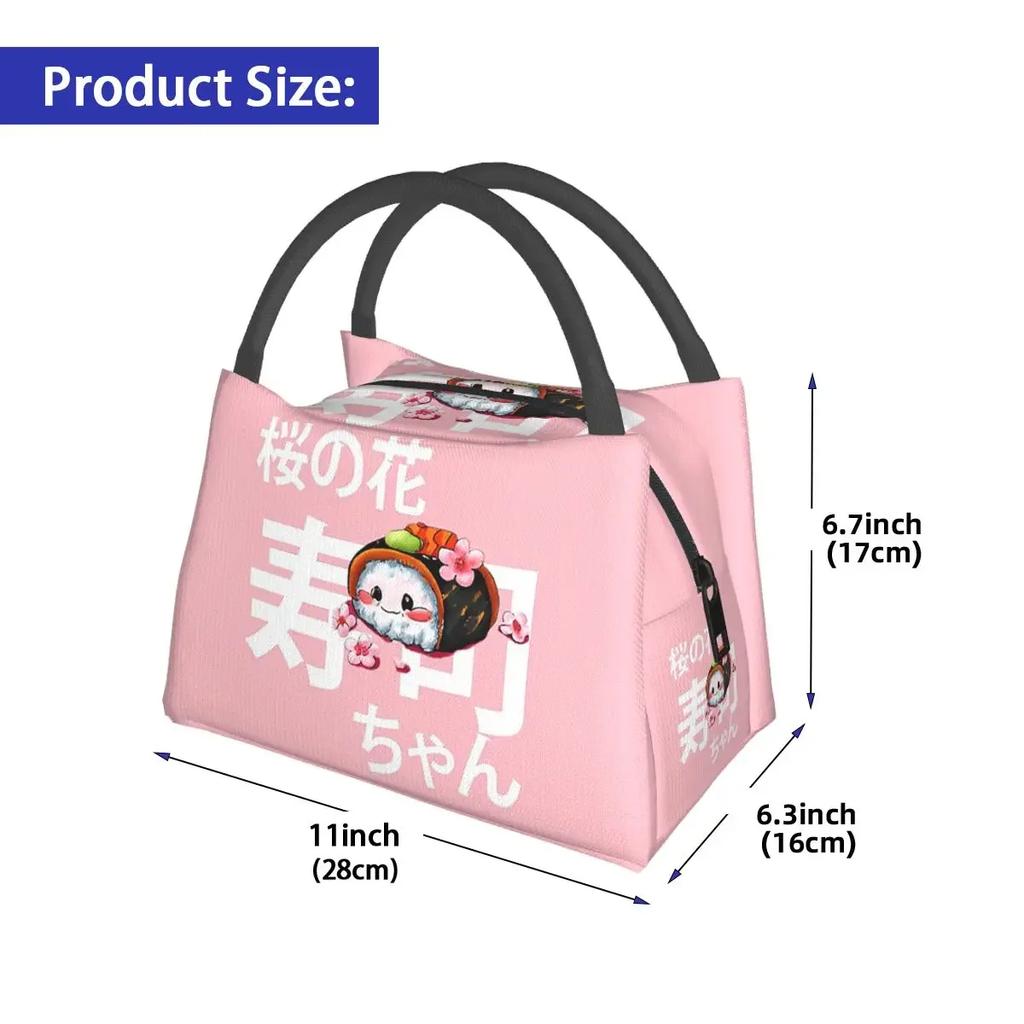 Sushi-chan Lunch Bags Insulated Bento Box Portable Lunch Tote Picnic Bags Cooler Thermal Bag for Woman Kids School