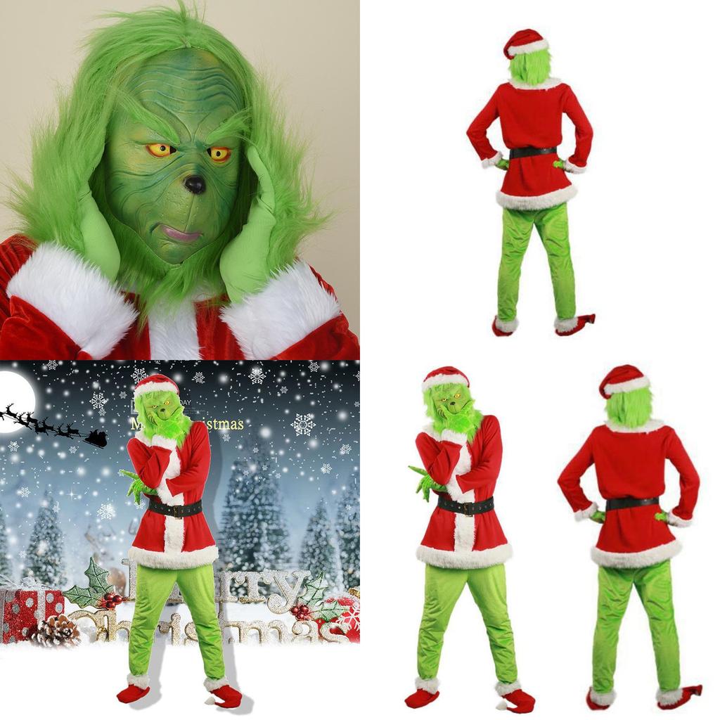 Halloween And Christmas Grinch Stole Christ Cosplay Costume Accessory Set For Party Wear