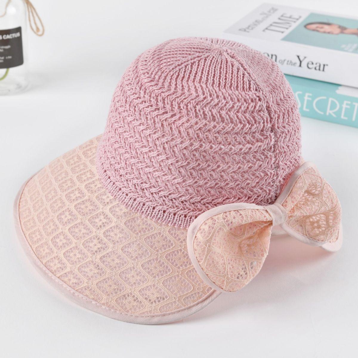 Women s Summer Korean Fashion New Sun Hat, Foldable Sunscreen Face Cover Flower Basin Hat, Outdoor Beach Cool Hat Bow Knitting - Pink