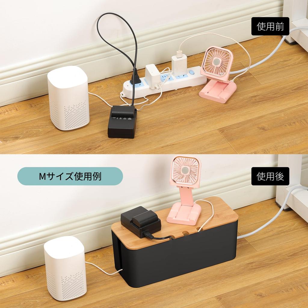 Cable Box, Power Strip, Outlet Concealer, Wiring Box, Cord Case, Organizer, Charging Cable Storage, Cord Management, Includes 20 Cable Holders and 5