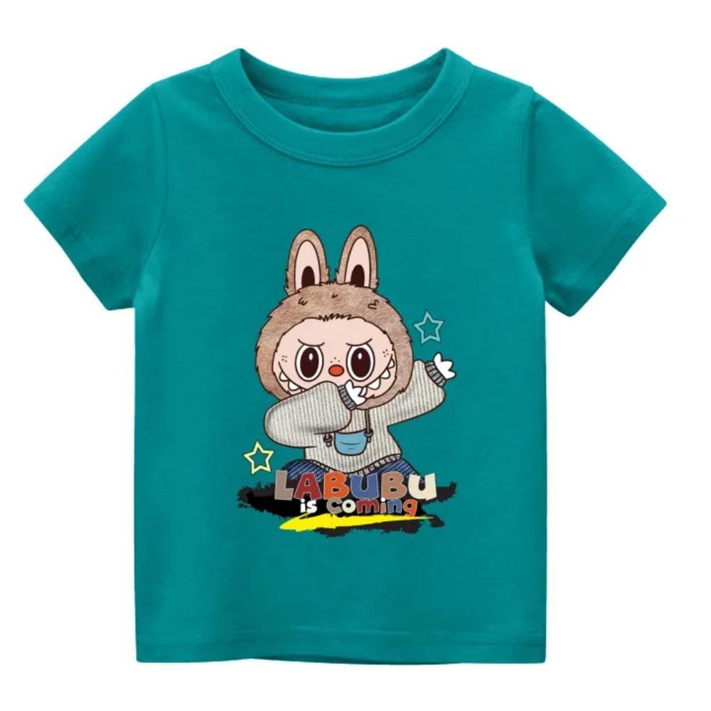 

2025 New Children s T-shirt Casual Style LABUBU Printed Round Neck Short Sleeve Casual Girls Top 100