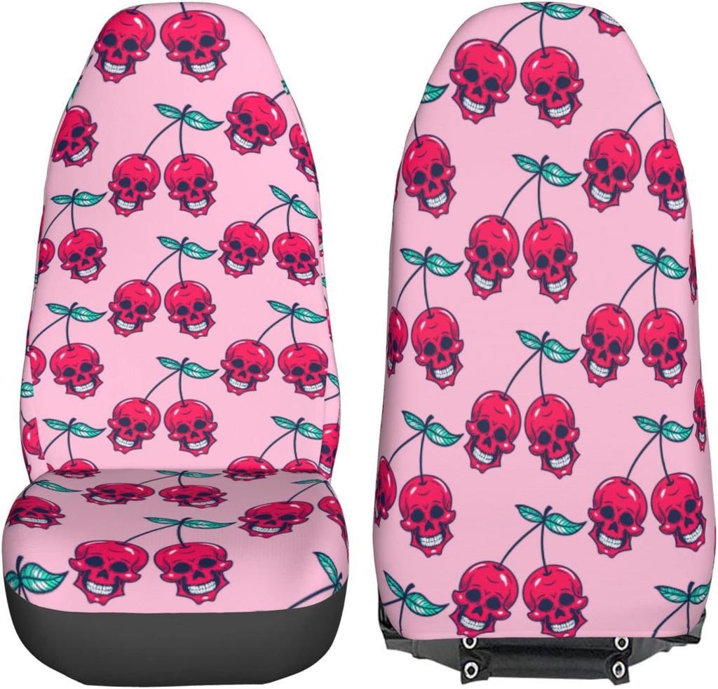 Teschio di Zucchero Rosa Coprisedili Auto Set da 2 Pezzi Protezione Sedile Anteriore Veicolo Accessori Interni Protettori Tappetini Auto Universali