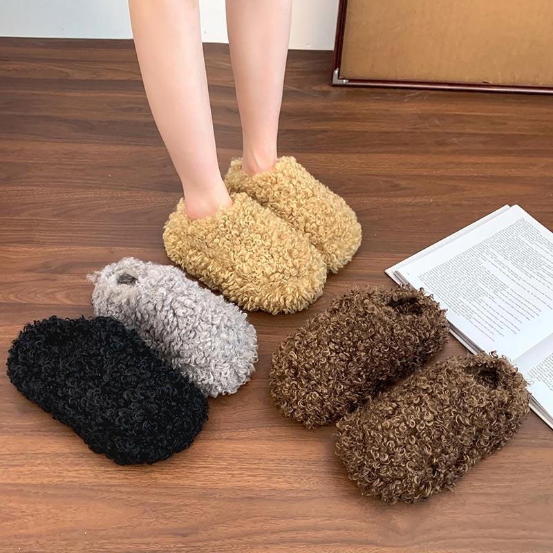 Women's Baotou Lightweight and Comfortable a Footstirrup Heightening Winter Warm Cold Padded Non-slip Wear-resistant Leisure Sports Cotton Slippers