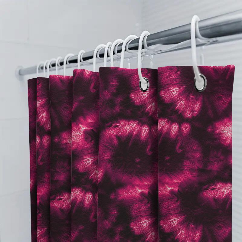 Modern Red Tie-Dye Shower Curtain Bath Decor For Home Bathroom Waterproof Fabric 72X84In (Red)