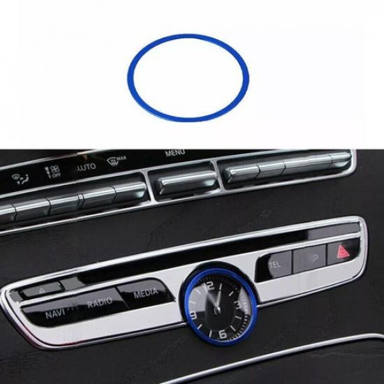 For Benz C-Class timepiece Ring Trim Car Middle Console Blue Aluminum 2015-