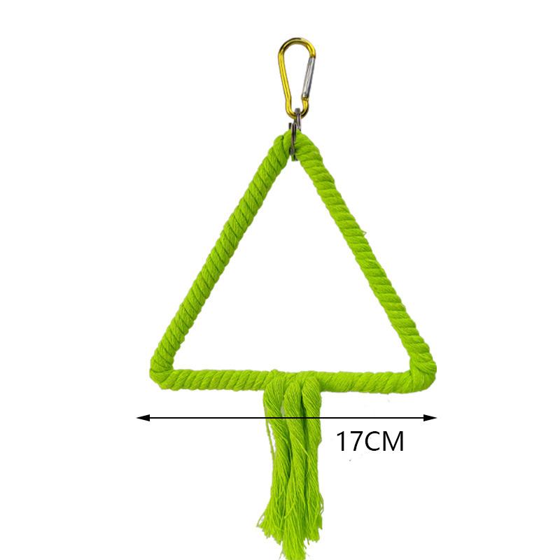 Parrot Cage Swing Toy Round Triangular Iron Wire Cotton Thread Hanging Ring For Bird Pet Birds Toys Accessories Supplies