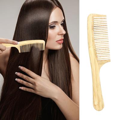 Natural Bamboo Wide Tooth Hair Comb for Women Men Anti-Static Afro Fork Comb Detangler Brush for Curly Straight Wet Dry Hair Prevents Breakage