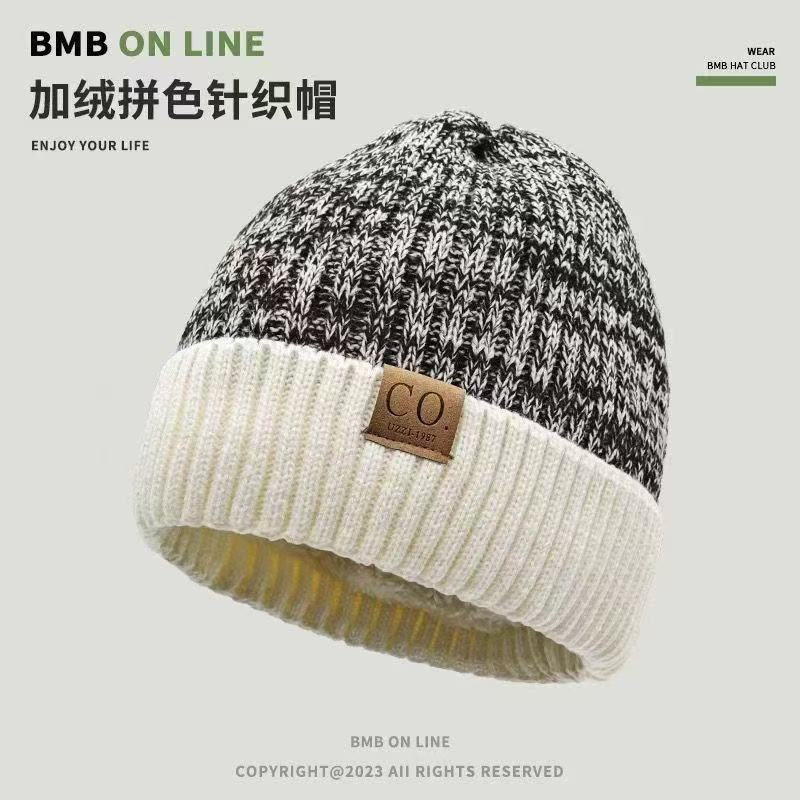 Hat men's winter knitted wool hat thickened damp velvet warm windproof green winter men's cold cotton hat