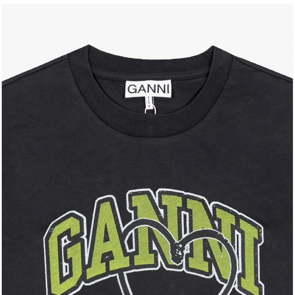 Ganni Green Cherry Logo PrinT Women S T ShirT T4292 252