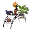 Elegant Iron Floor-Standing Plant Display Stand Flower Pot Rack for Garden Patio Decor Black