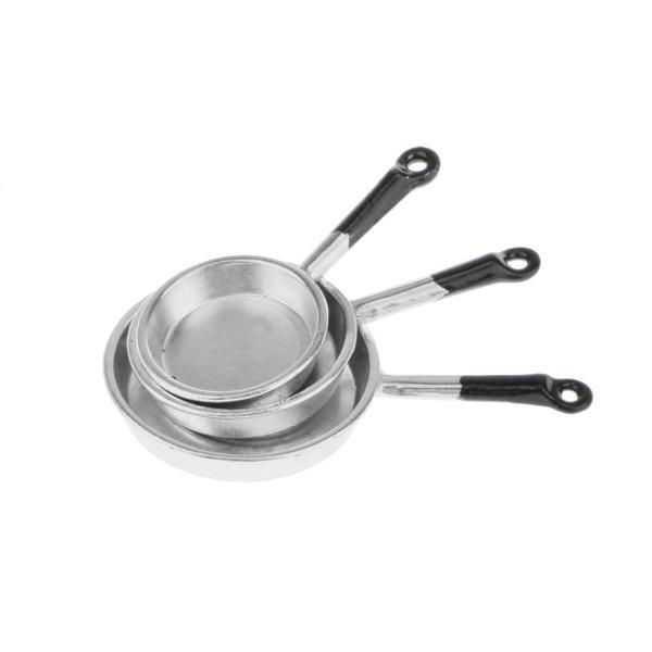1//12 casa de muñecas en miniatura muebles de cocina café Pan de huevo de freír Plata ACCS