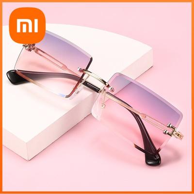 Moda Vintage 2021 Nuevas Gafas de Sol Rectangulares Sin Montura Gradiente UV400 Verano Viajes Gafas de Sol para Mujer
