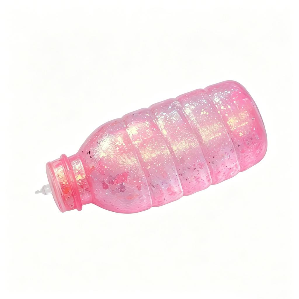 Glitter Slime Stress Relief Toy Squeeze Bottle Shape Sensory Fidget Toy Soft Flexible Material Durable Design for Kids and Adults