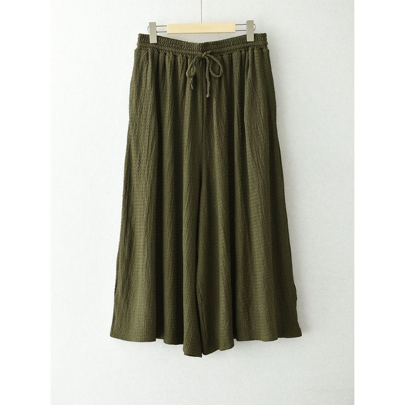 

Daily Order High Waist Texture Loose Pants Women s Spring and Summer Jp46 Plus Size Loose Fashion Retro 3/4 Skorts Drape Army Green 3L