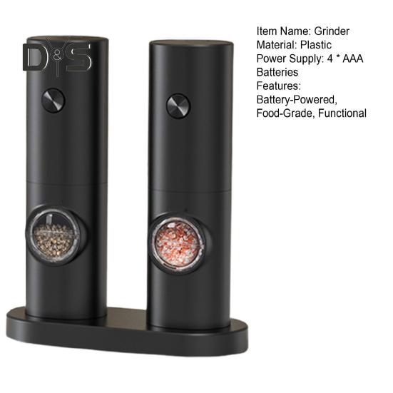 Electric Salt And Pepper Grinder Battery Powered Coarseness Mill Automatic Salt Mill with LED Light for Kitchen BBQ