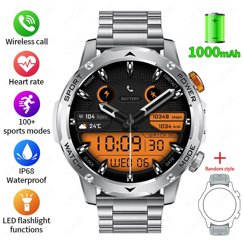 1000 mAh Smart Watch 1.7 Inch Screen Bluetooth Call Voice Assistant Watch Sports Fitness IP68 Waterproof Smartwatch For Men