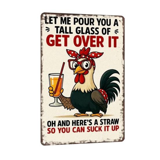 

Позвольте мне налить вам большой стакан Забей на это Жестяная табличка Смешные таблички для курятника Рустикальный петух Настенное искусство в деревенском стиле для кухни Сарая Заднего двора A