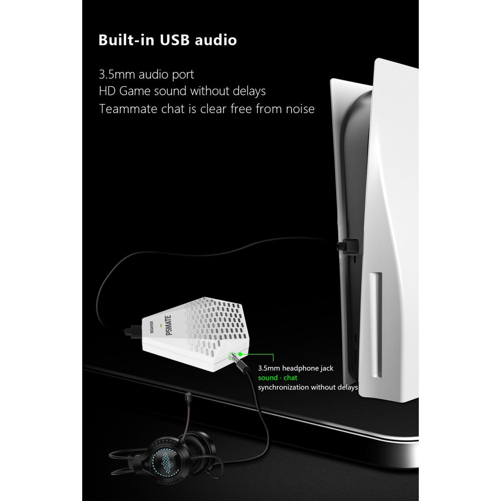 P5 Mate USB adaptér pro PS5/PS5 Slim Gaming Converter Příslušenství Hry pro více hráčů, nízká latence, podpora více ovladačů/periferií/náhlavních souprav/atd.
