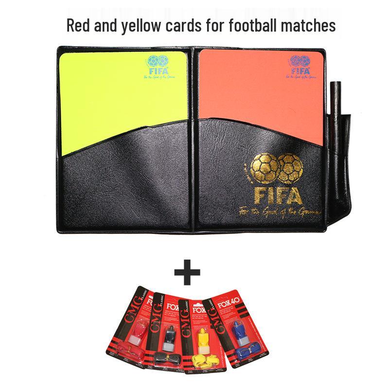 Fluorescent Red & Yellow Card Set with Leather Case for Referees