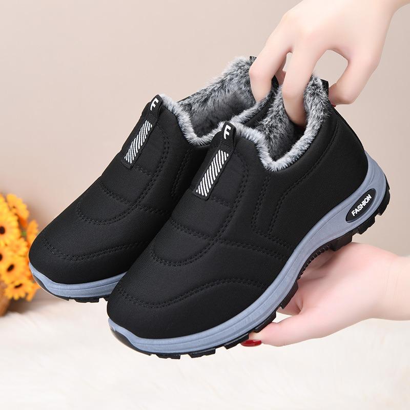 Winter warm one-pedal mother snow boots cotton women's piled thickened medium and old soft-soled cotton boots winter