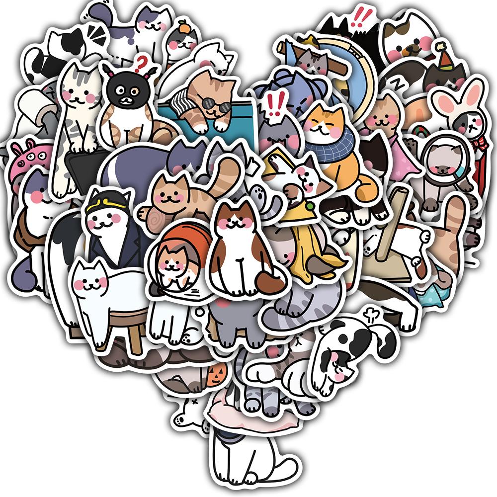 

50/100PCS Cute Cat Funny Sticker Notebook Cartoon DIY Phone Stationery Coffee Phone Graffiti Scrapbooking Luggage Stickers
