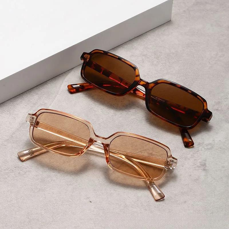 Retro Fashion Small Box Anti Uv Flat Lens Uv400 Simple And Versatile Sunglasses Outdoor Travel Sunscreen And Windproof Glasses