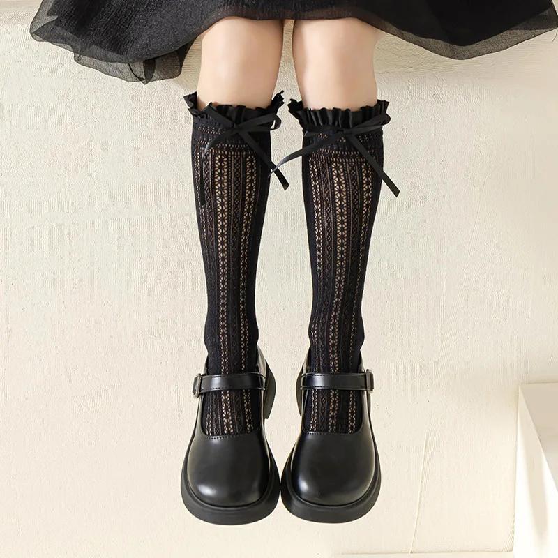 Meias Longas de Renda para Meninas, Meias de Rede com Padrão Jacquard de Laço Doce, Meias de Malha, Meias Frilly de Rede de Pesca de Balé para Bebê, Leggings Lolita