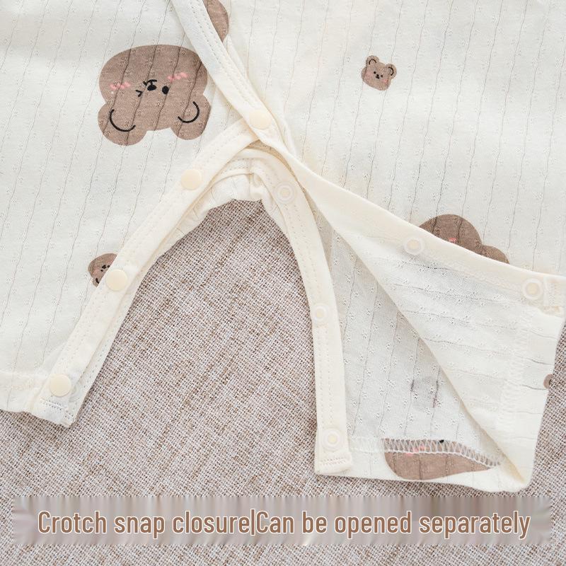 Neugeborenen Sommer Ultradünner Langarm Strampler aus reiner Baumwolle mit Bauchschutz – Atmungsaktiv A-Klasse für klimatisierten Komfort.