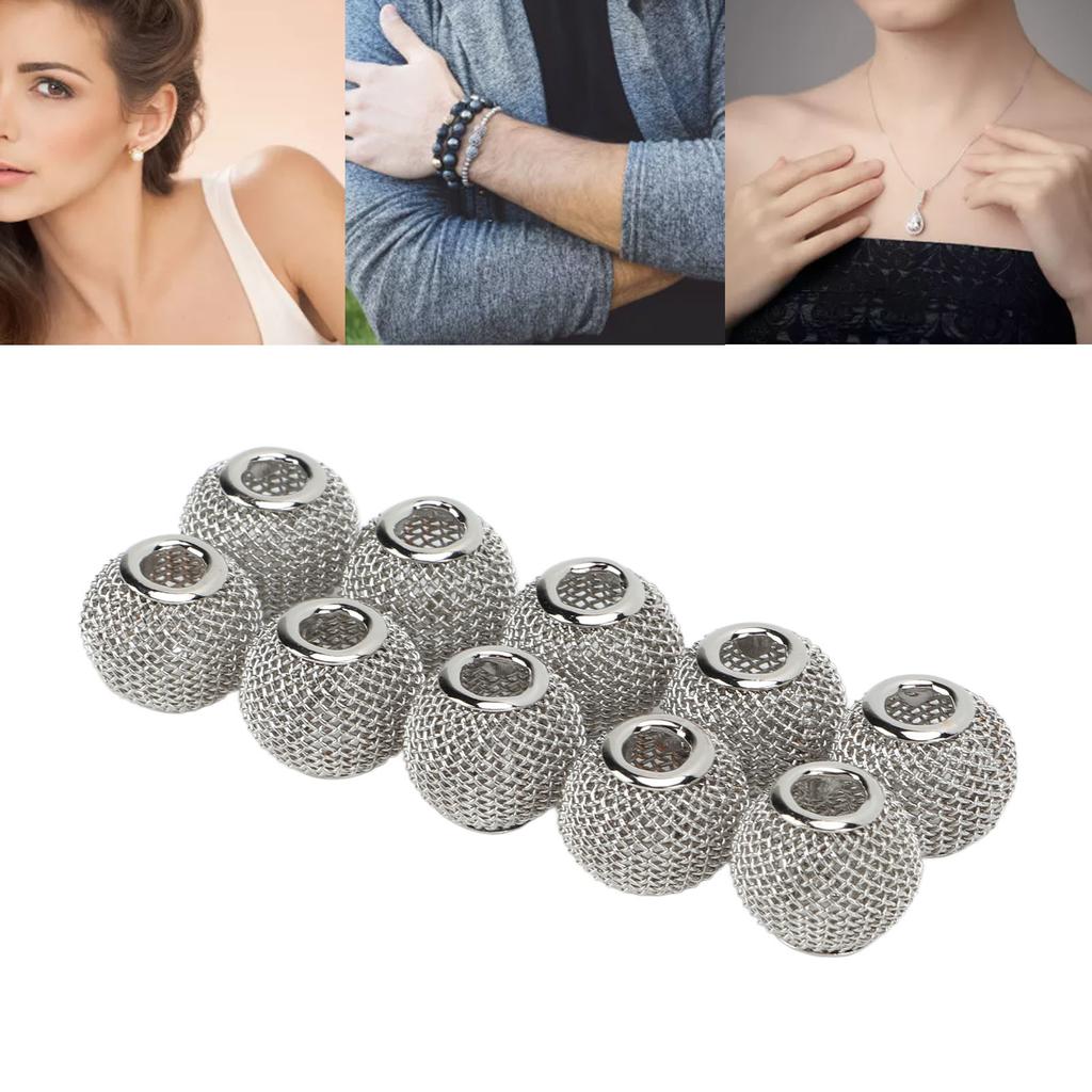 10 Pcs Spacer Beads Round Mesh Hollow Gold Plated   Spacer Beads   Hand Made Beading for Jewelry Making