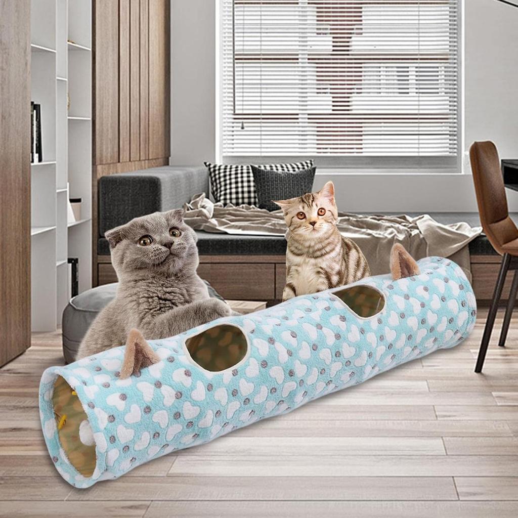 Cat Tunnels for Indoor Cat, Pet Cat Tunnel Tube Cat Toys Collapsible, Cat Play Tent Interactive Toy Cat House Bed with Balls for Cat Kitten- Heart