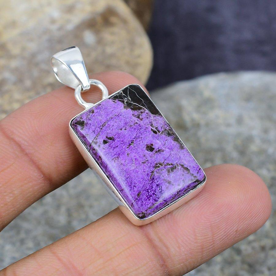 

Purpurite Gemstone Handmade 925 Серебряный кулон Индийские украшения