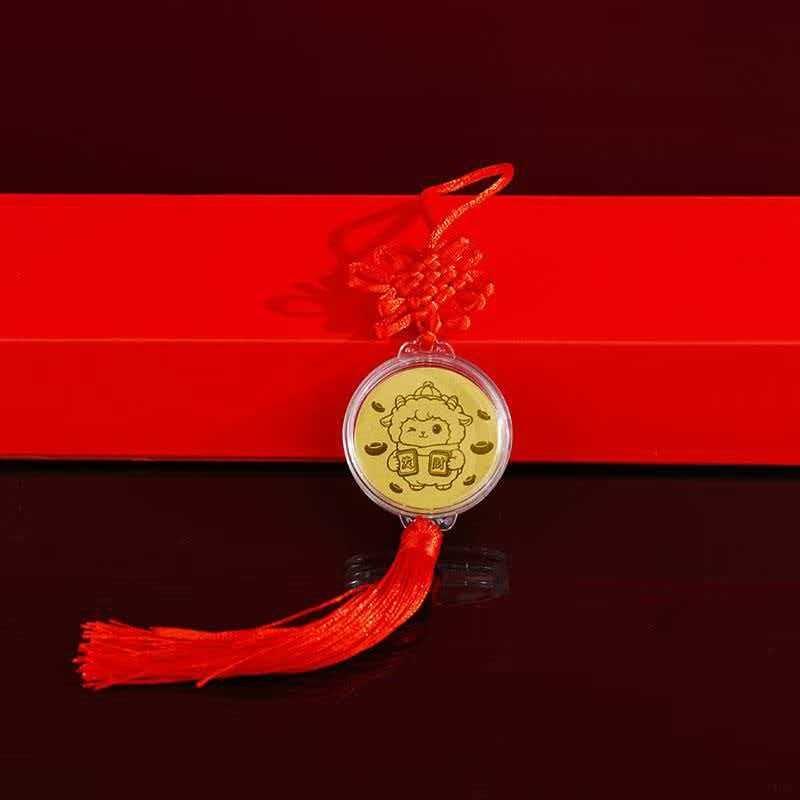 2027 Year of the Goat Gold Foil Lucky Pendant Fine Engraved Design Good Fortune Charm for Collectible Gift Jewelry