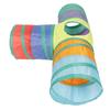 3 Way Cat Tunnel Collapsible Cat Tube Toy with Hanging Plush Ball for Rabbits Kittens and Dogs