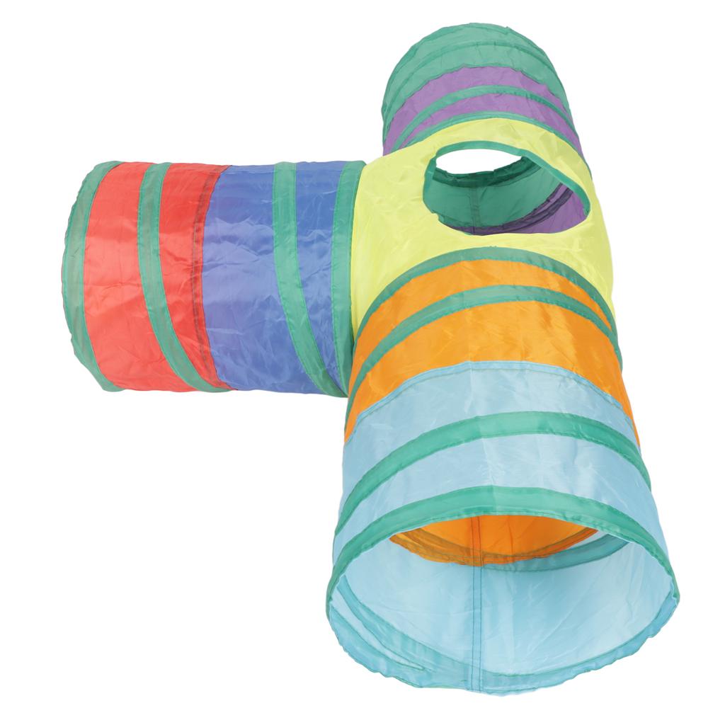 3 Way Cat Tunnel Collapsible Cat Tube Toy with Hanging Plush Ball for Rabbits Kittens and Dogs