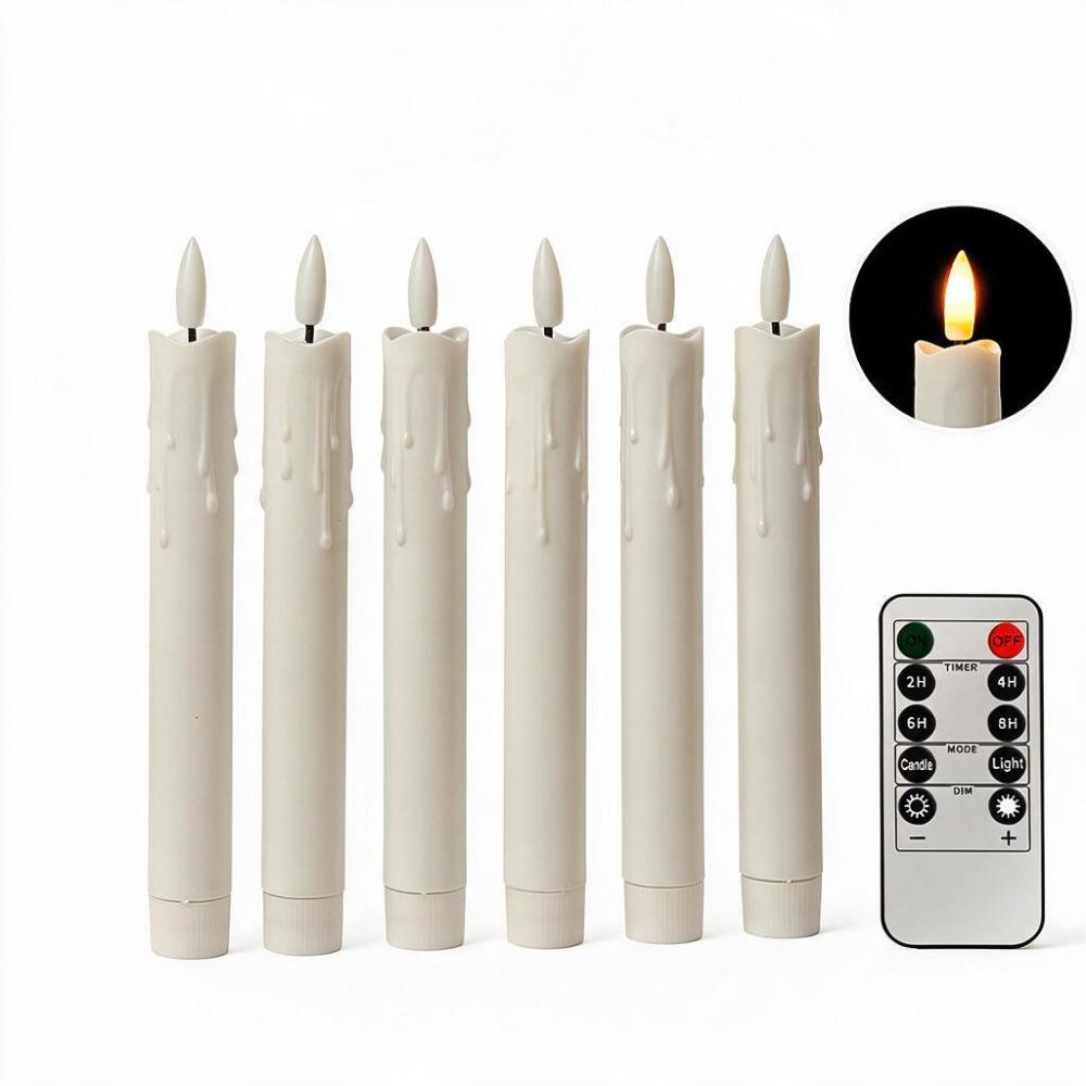 6PCS With Remote Electronic Candles Melting Candle Drops Design Remote-Control Candle Light  Night