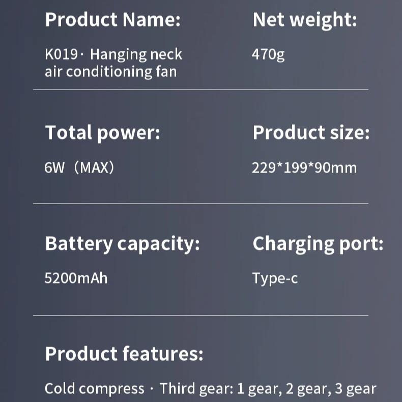 Nieuwe Nek Airconditioner Draagbare Nekventilator Oplaadbare Halfgeleider Koeling Bladeloze Ventilator Buiten Persoonlijke Ventilator Draagbare Koeler