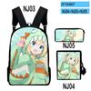 Popular Novelty Pikamee Anime 3D Print 3pcs/Set Pupil School Bags Laptop Daypack Backpack Inclined Shoulder Bag Pencil Case