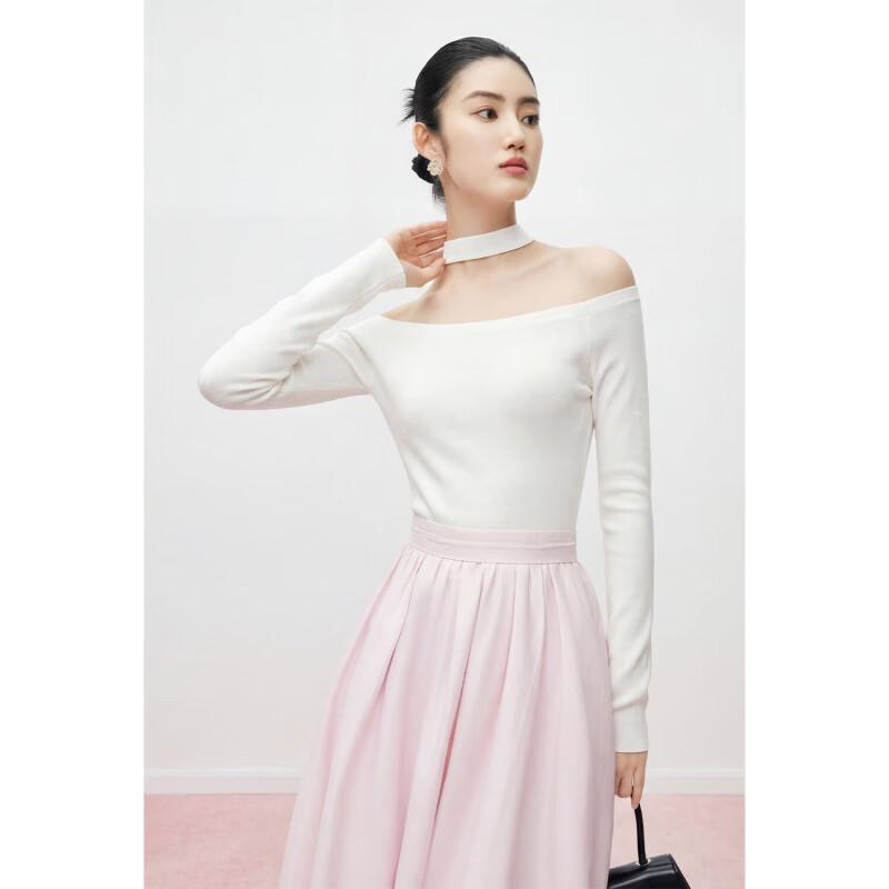 Mandy Zhang French Elegant Off-Shoulder Long Sleeve Knit Top