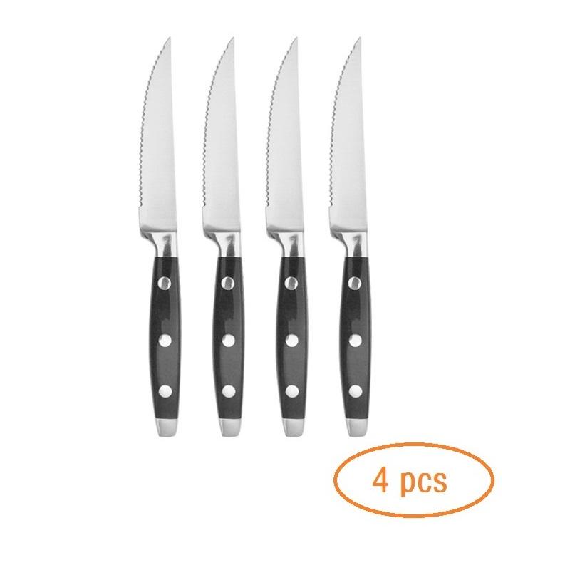 

4-10 шт. ножей для стейка из нержавеющей стали, ножи для очистки овощей, набор кухонных ножей для мяса с мягкой черной ручкой из POM-пластика, 8,5 дюймов 8 inch