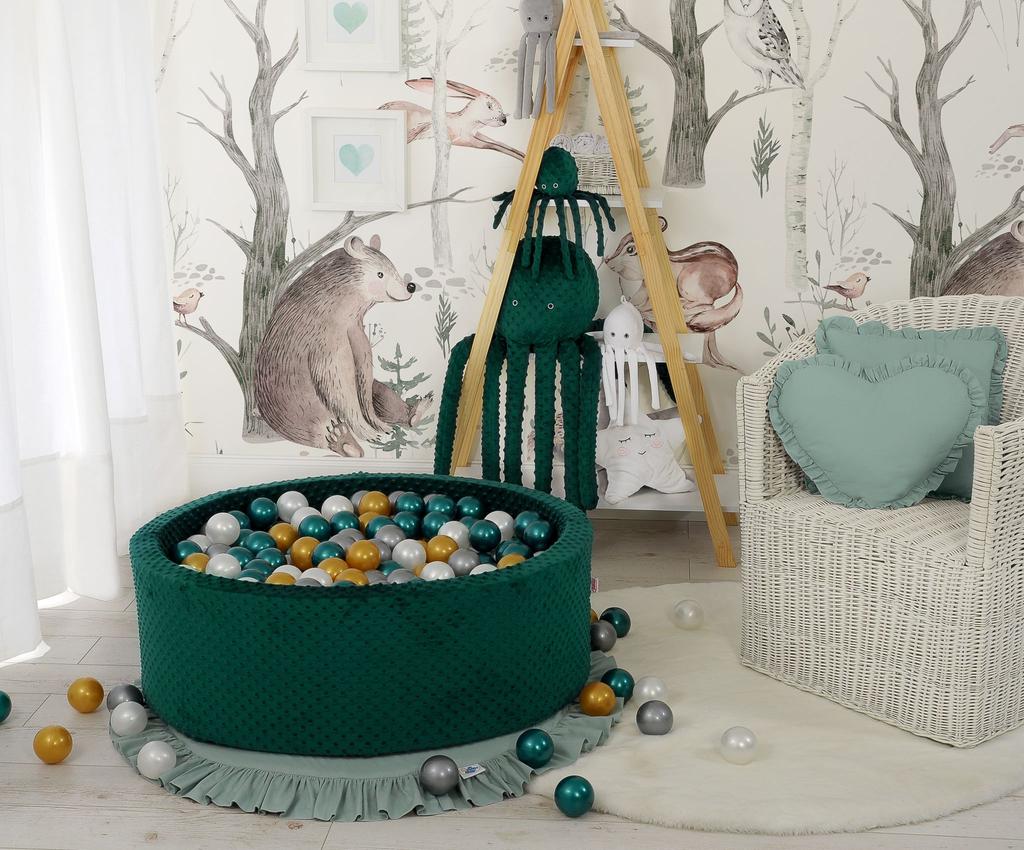 Minky dry pool H-30 cm with 300 balls - bottle green
