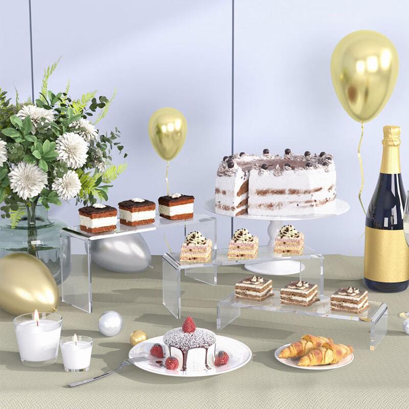 Pabe European Style Acrylic Square Dessert Display Stand Set (3-Piece)