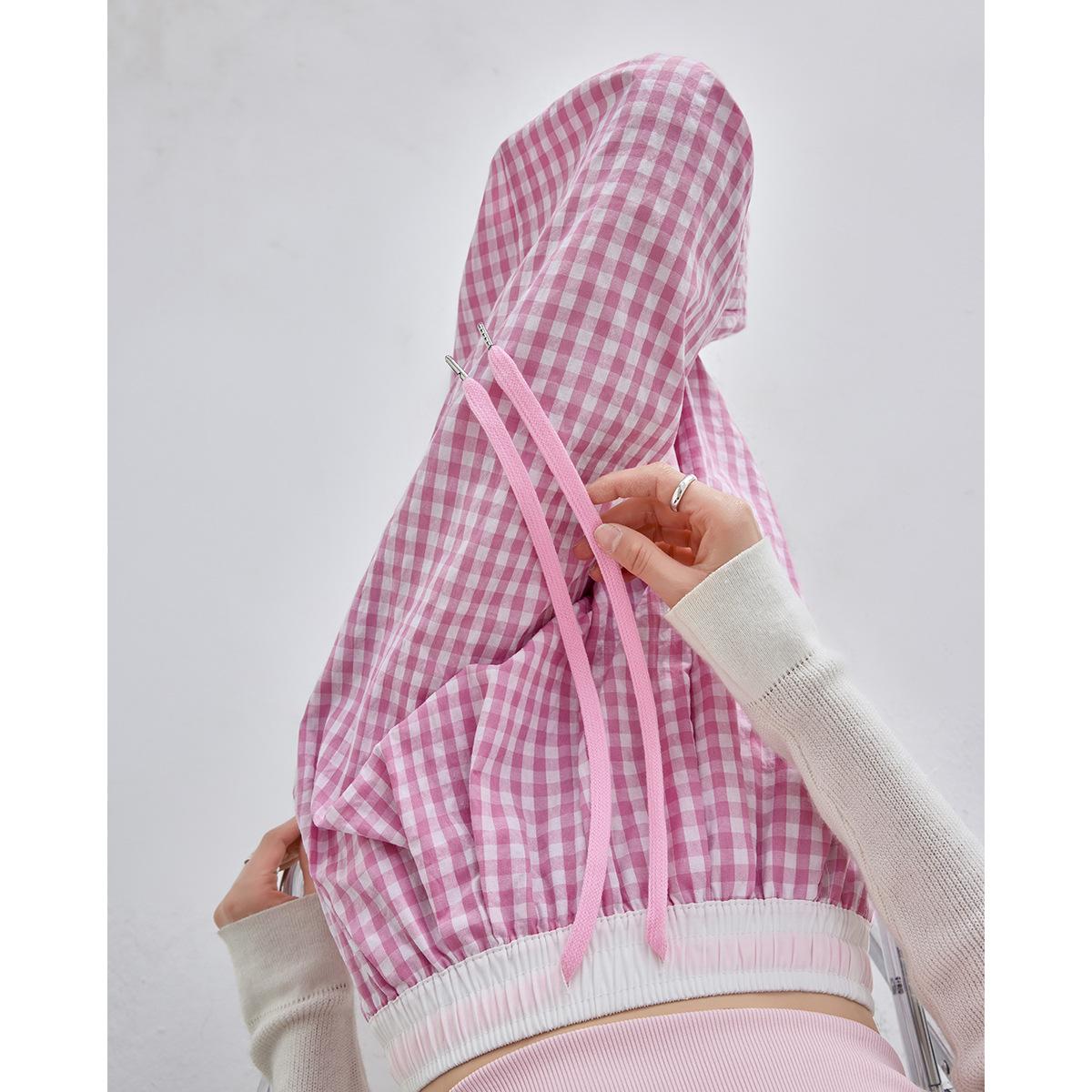 Pink Plaid Wide-leg Pants for Women In Spring and Summer Thin Updated High-waist Drape Straight-leg Leisure Pants Relaxed Fit Yamamoto Pants S