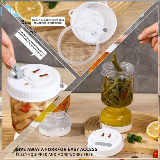 Pickles Jar Easy to Use Multipurpose Transparent Dry and Wet Dispenser Pickles Olives Hourglass Jar Storage Container