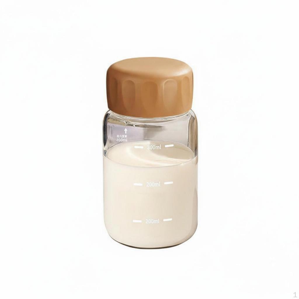 Lidded Glass Cup High Temperature Resistant Measuring Bottle Leakproof Water with Time