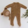 New Newborn Photography Clothing, Baby Soft Knitted Bear Onesie + Hat Two-piece Set