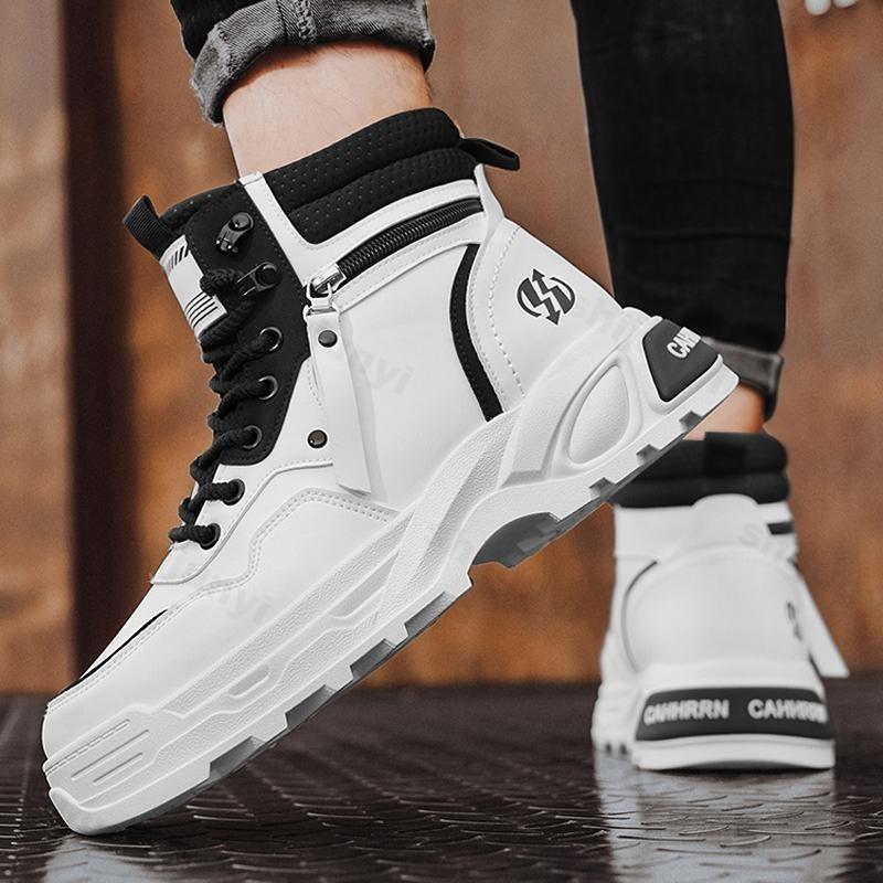 Fashion Men's Niche High Top Thick Soled Casual Short Boots 2025 Winter Fashion Trend Versatile Comfortable Non Slip Chunky Ankle Boots