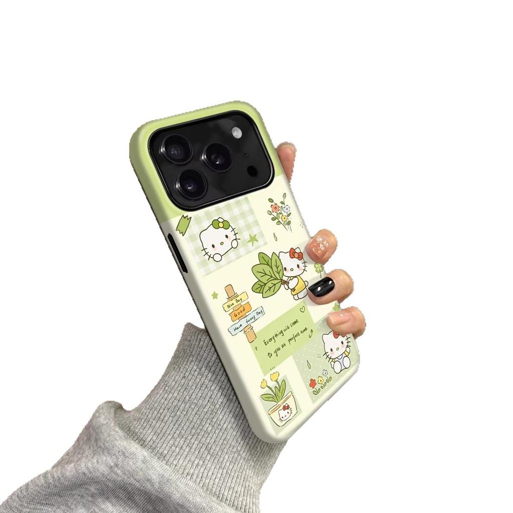 Filin 2-in-1 green leaf cat is suitable for iphone11promax Apple 11PRO/11 cartoon mobile phone case.