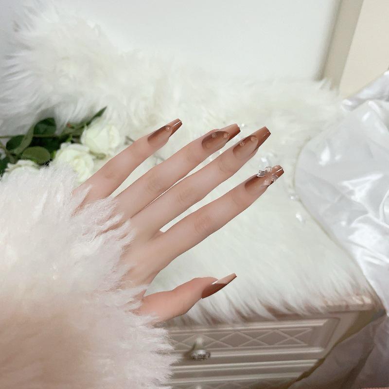 Luxurious Handmade Translucent Nail Tips for Autumn/Winter – Soft Texture, High-Class Feel