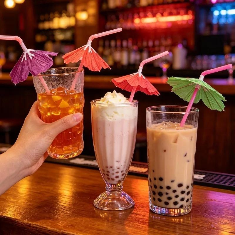Wholesale Disposable Umbrella Straws Hawaiian Juice Cocktail Drinking Straw Wedding Birthday Party Color Tropical Decor Supplies